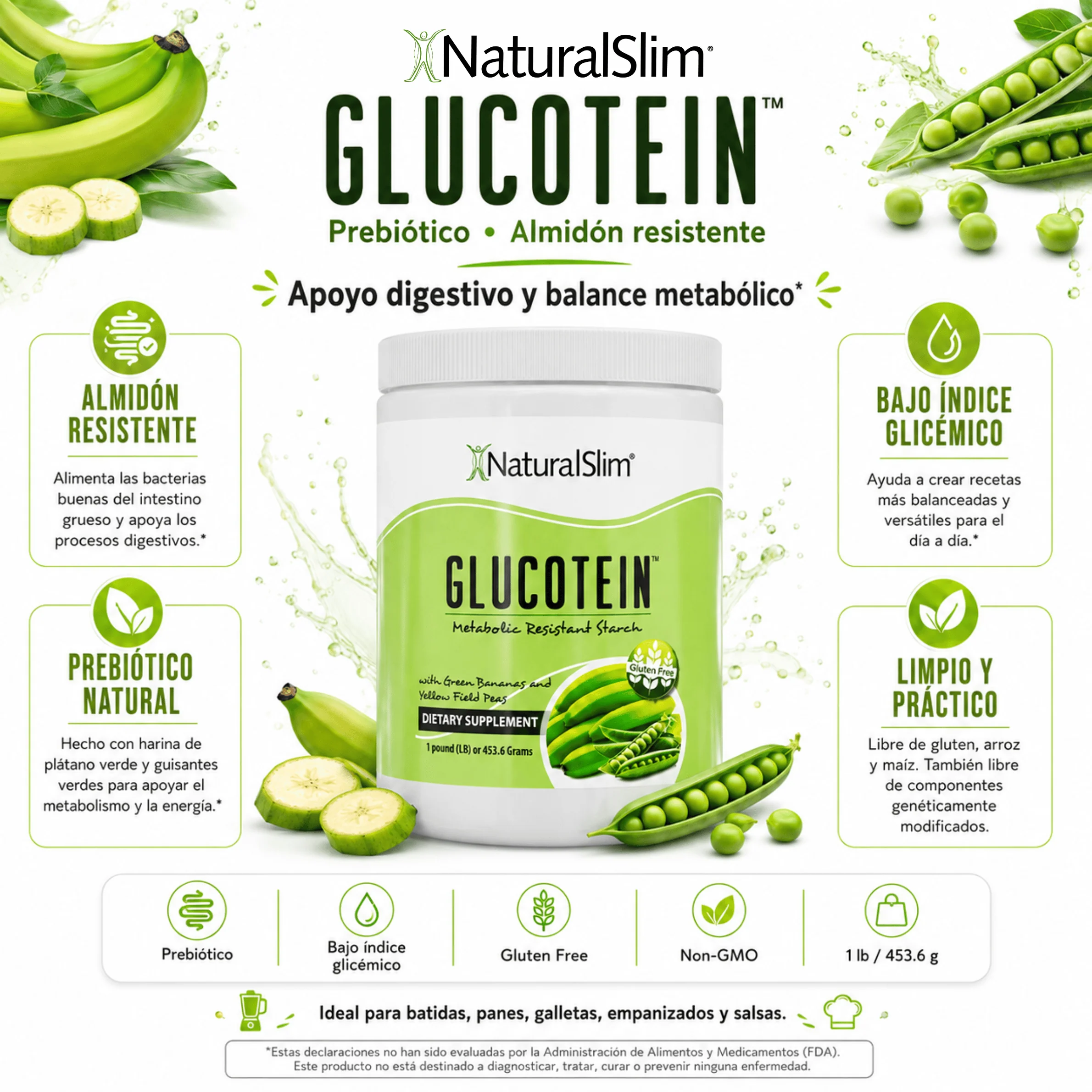 Glucotein® | Prebiótico | Harina de banana verde y guisantes verdes | Procesos Digestivos* - Image 3