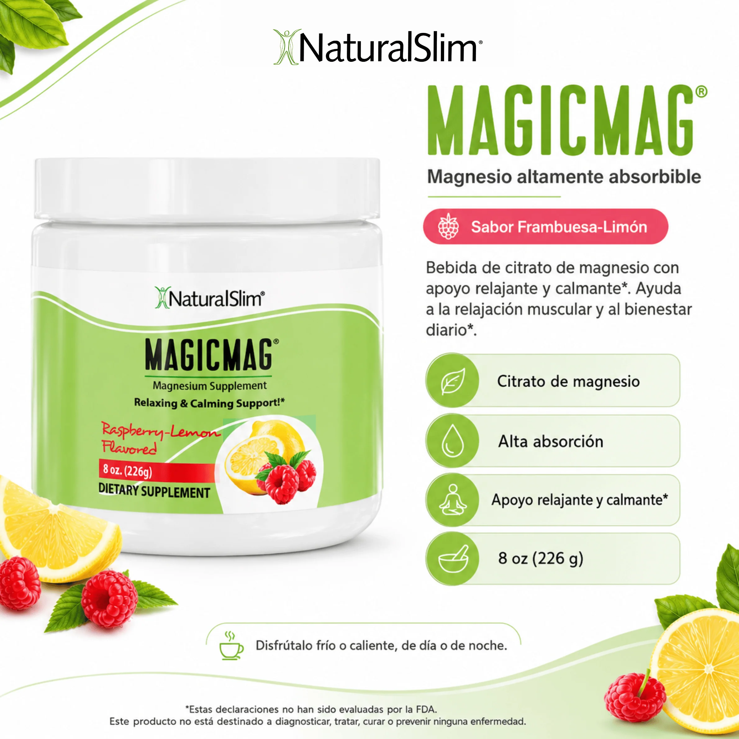 MagicMag® Raspberry-Lemon (Frambuesa-Limón) Anti-Stress Drink | Magnesio *Apoyo relajante y calmante - Image 3