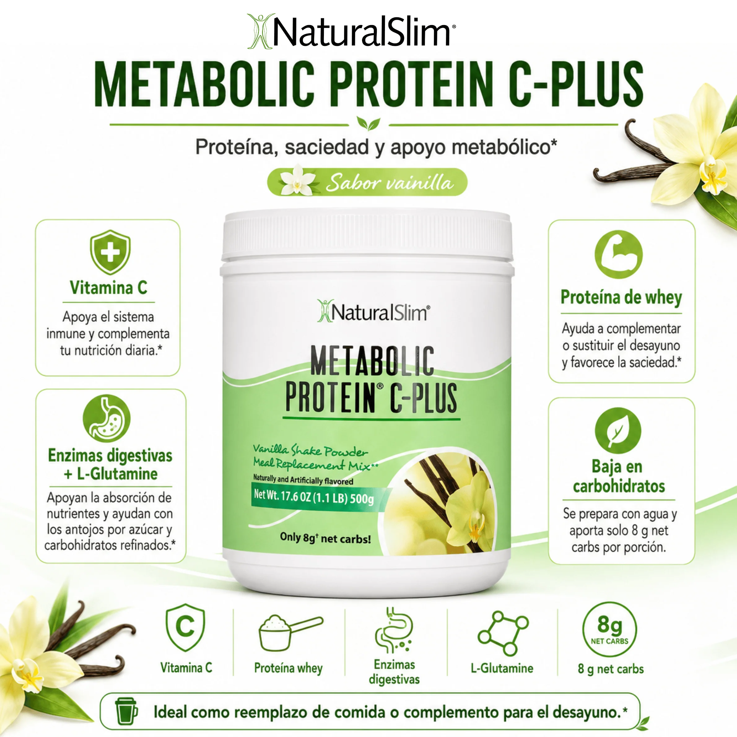 Metabolic Protein® C-Plus Vainilla | Batida de "Whey" reforzada con Vitamina C - Image 3