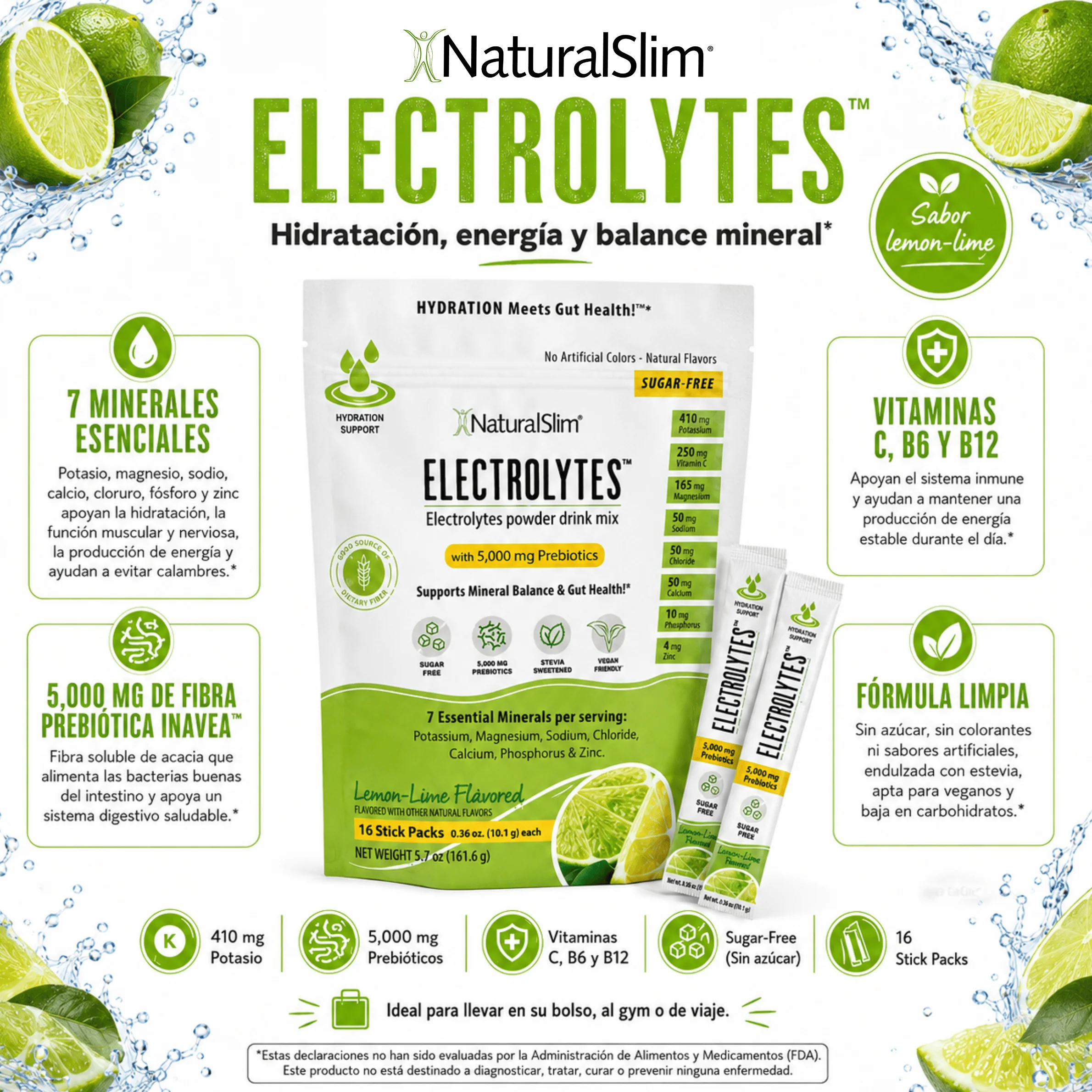NaturalSlim® ELECTROLYTES™ - Lemon-Lime Flavored - Image 3