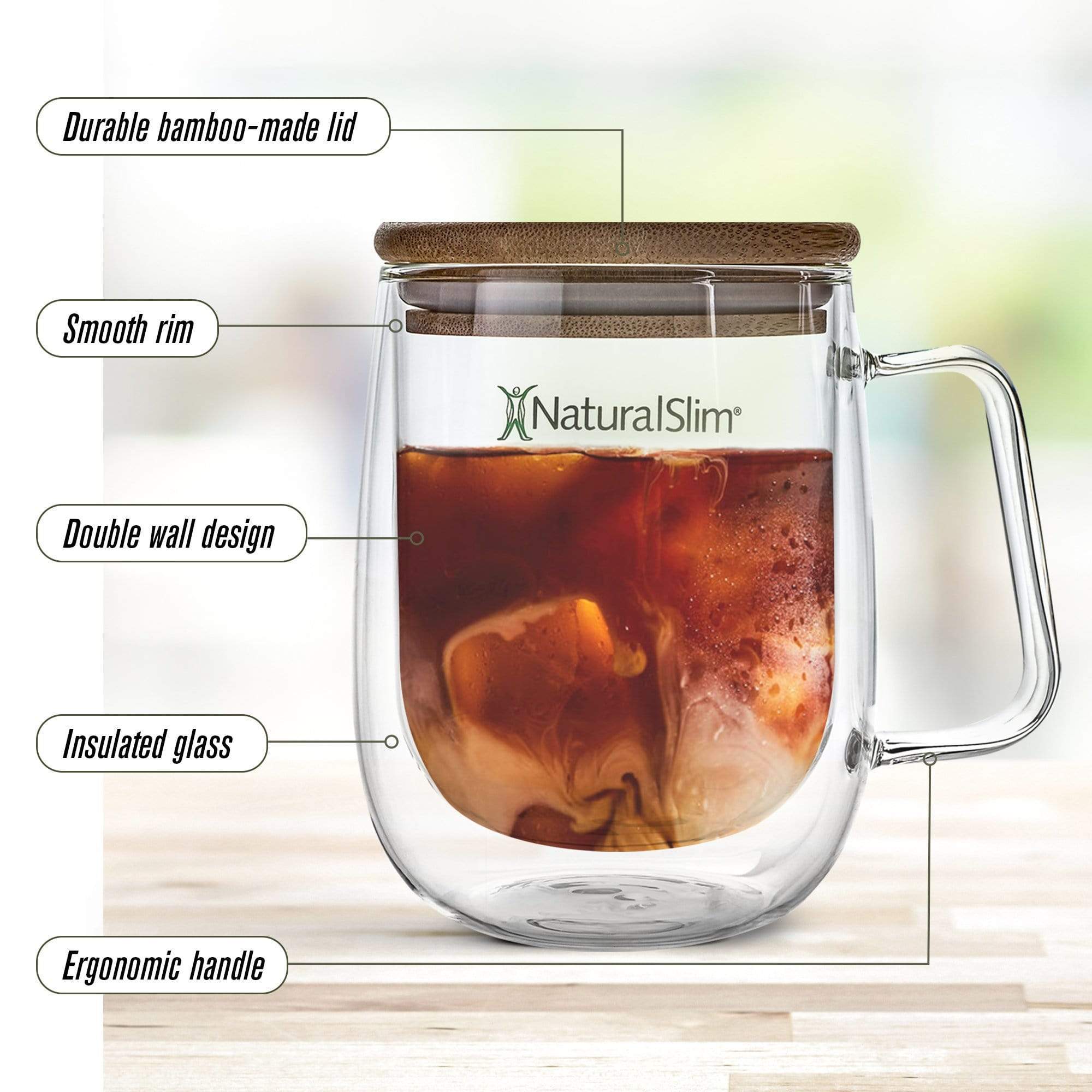 Taza para bebidas frías o calientes de NaturalSlim® | Double Wall Glass Mug - Image 6